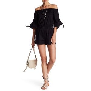 Love...Ady Off-the-Shoulder Tie Sleeve Romper